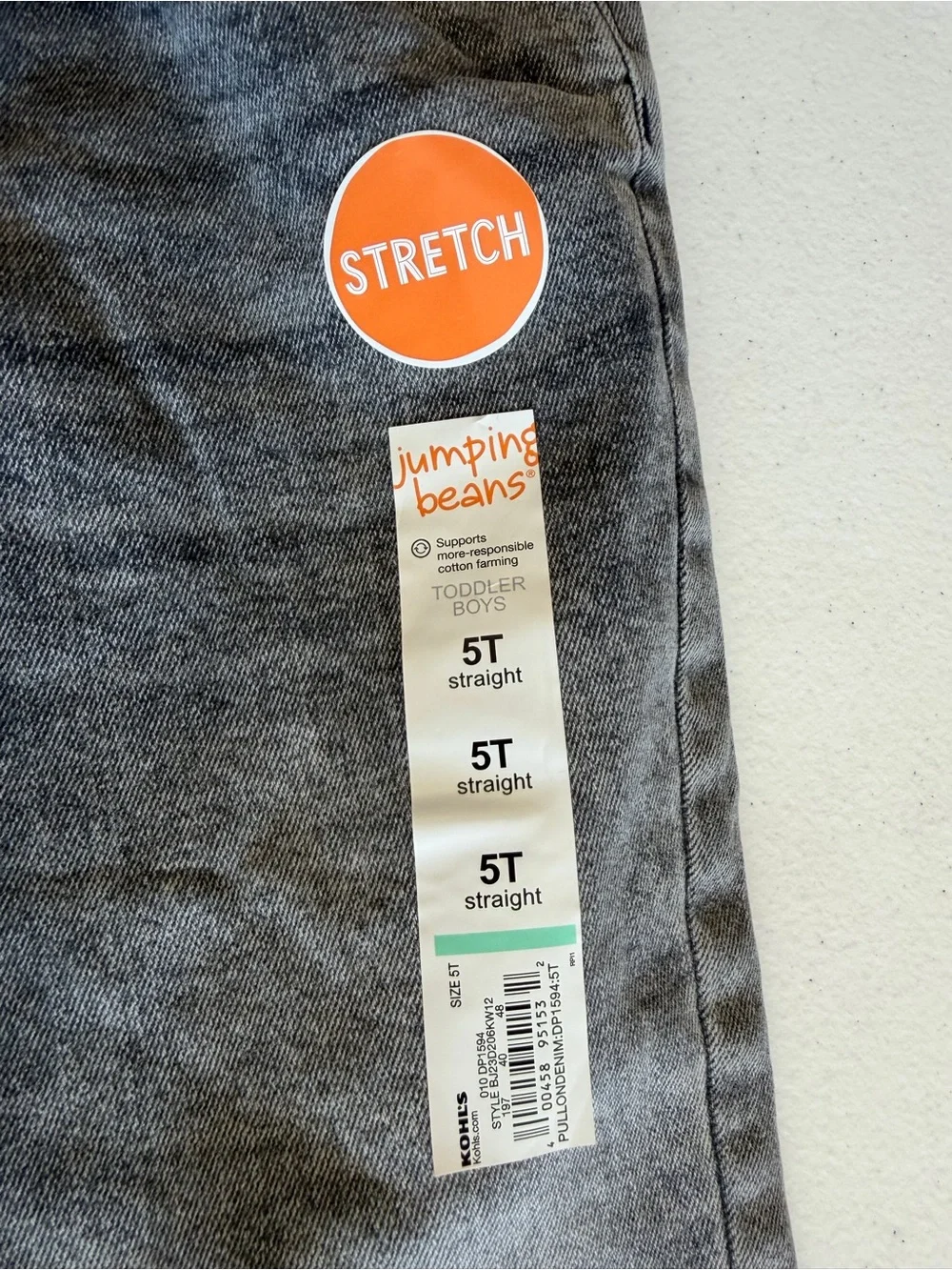 Jumping‎ Beans Toddler Boys' 5T Stretch Denim Black Stone Wash Jeans NWT NEW